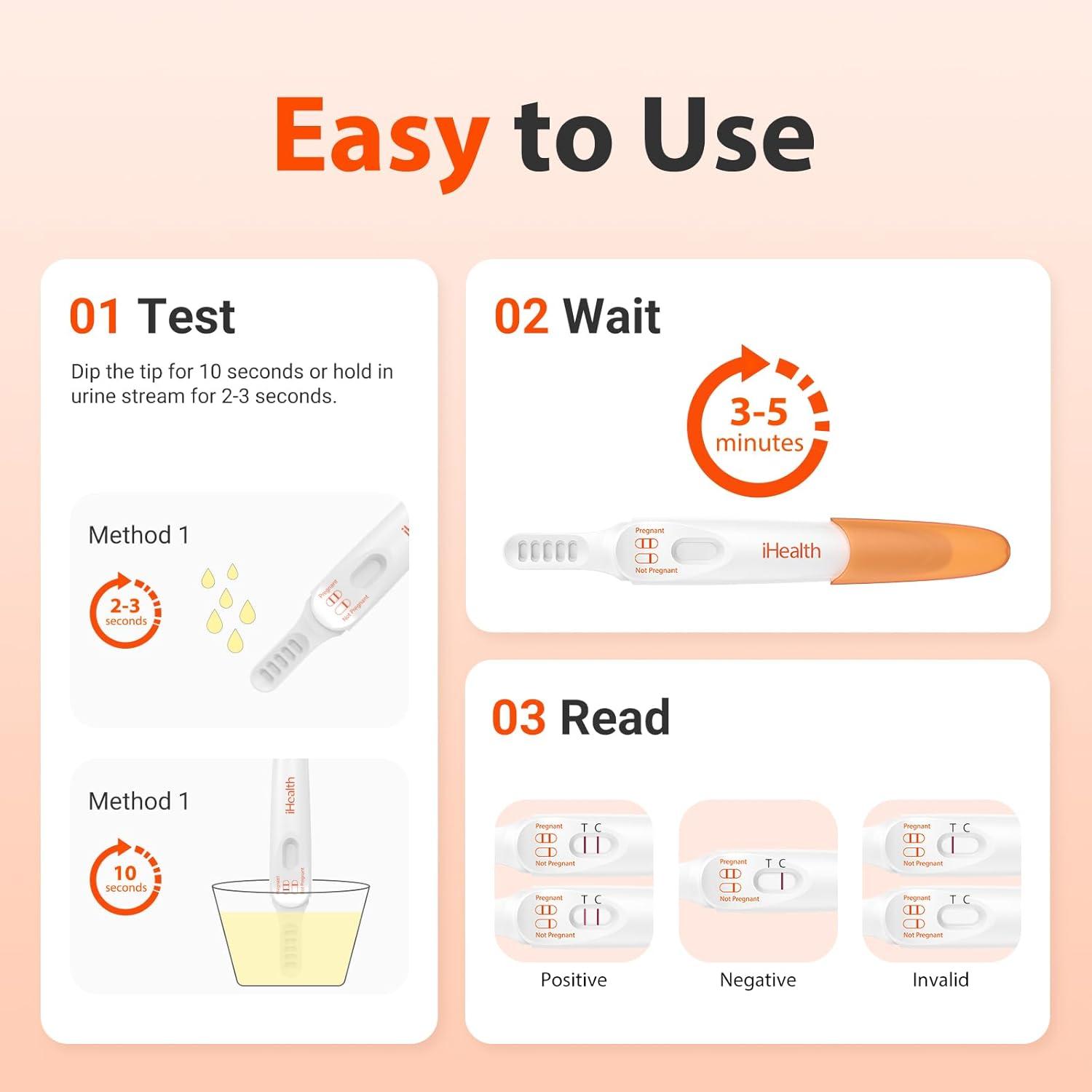 imagePregnancy Test Strips Kit with Cup iHealth Early Detection HighSensitivity HCG Tests Detect 6 Days Sooner Over 99 Accurate Individually Wrapped Includes 3 Sticks  10 Strips Pruebas de Embarazo1 Count Pack of 2