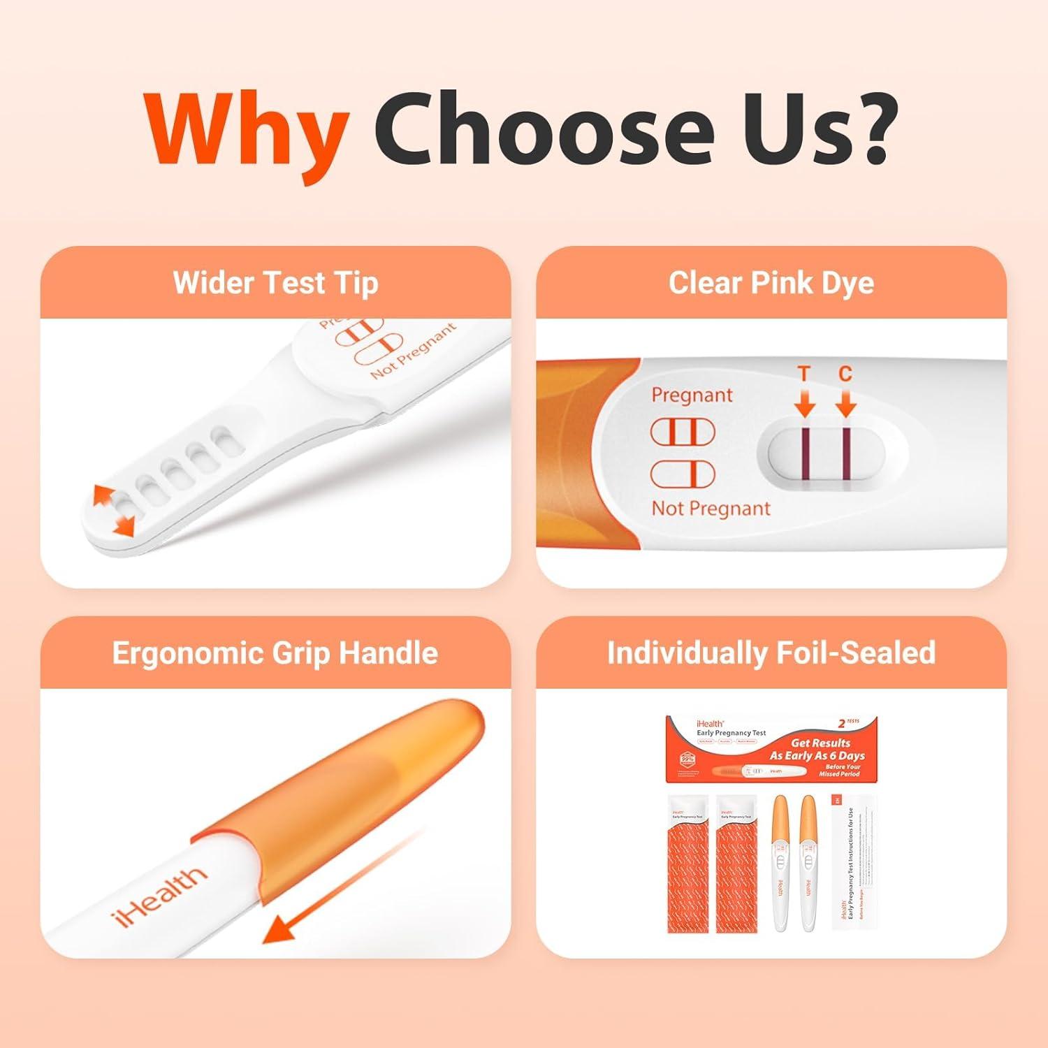 imagePregnancy Test Strips Kit with Cup iHealth Early Detection HighSensitivity HCG Tests Detect 6 Days Sooner Over 99 Accurate Individually Wrapped Includes 3 Sticks  10 Strips Pruebas de Embarazo3 Pack