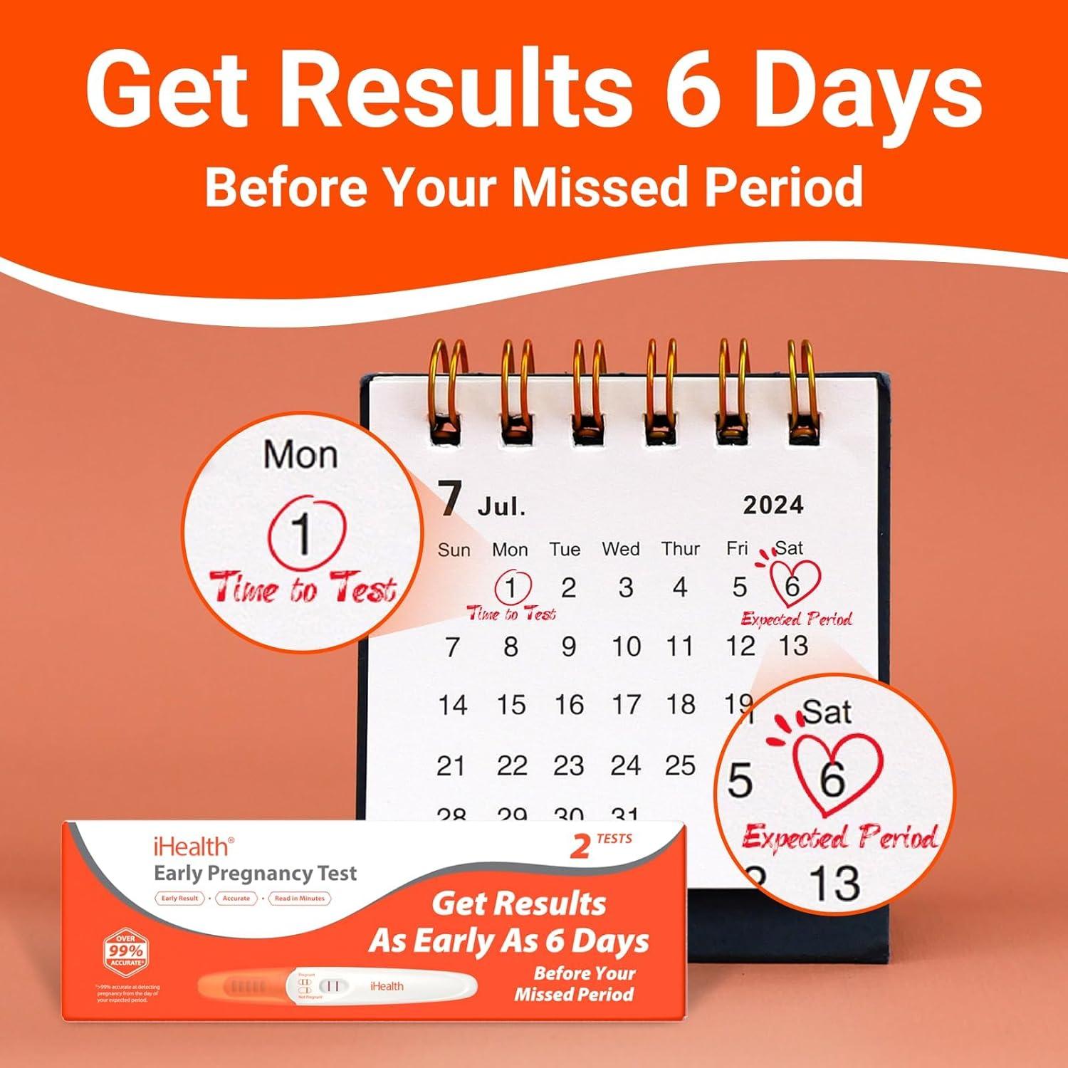 imagePregnancy Test Strips Kit with Cup iHealth Early Detection HighSensitivity HCG Tests Detect 6 Days Sooner Over 99 Accurate Individually Wrapped Includes 3 Sticks  10 Strips Pruebas de Embarazo1 Count Pack of 5