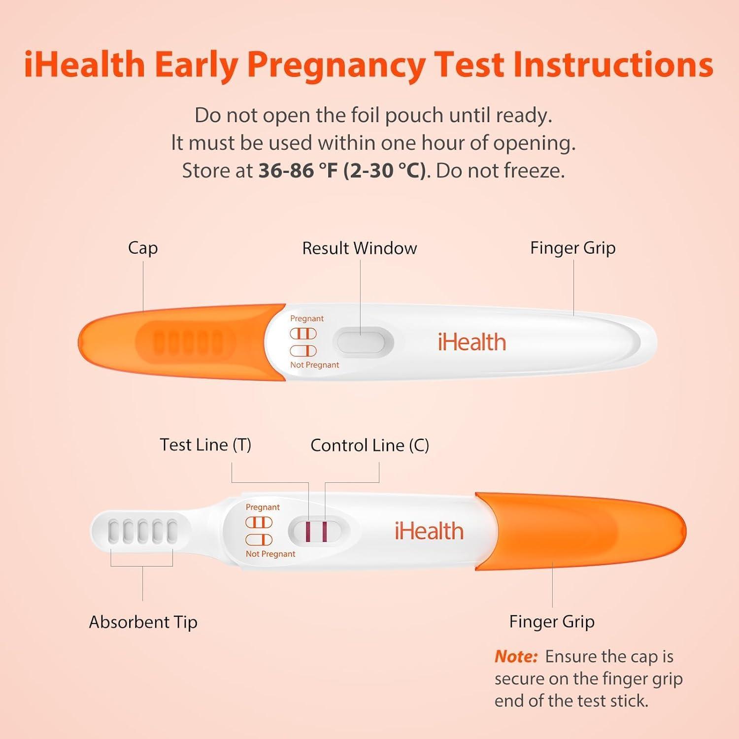 imagePregnancy Test Strips Kit with Cup iHealth Early Detection HighSensitivity HCG Tests Detect 6 Days Sooner Over 99 Accurate Individually Wrapped Includes 3 Sticks  10 Strips Pruebas de Embarazo3 Pack