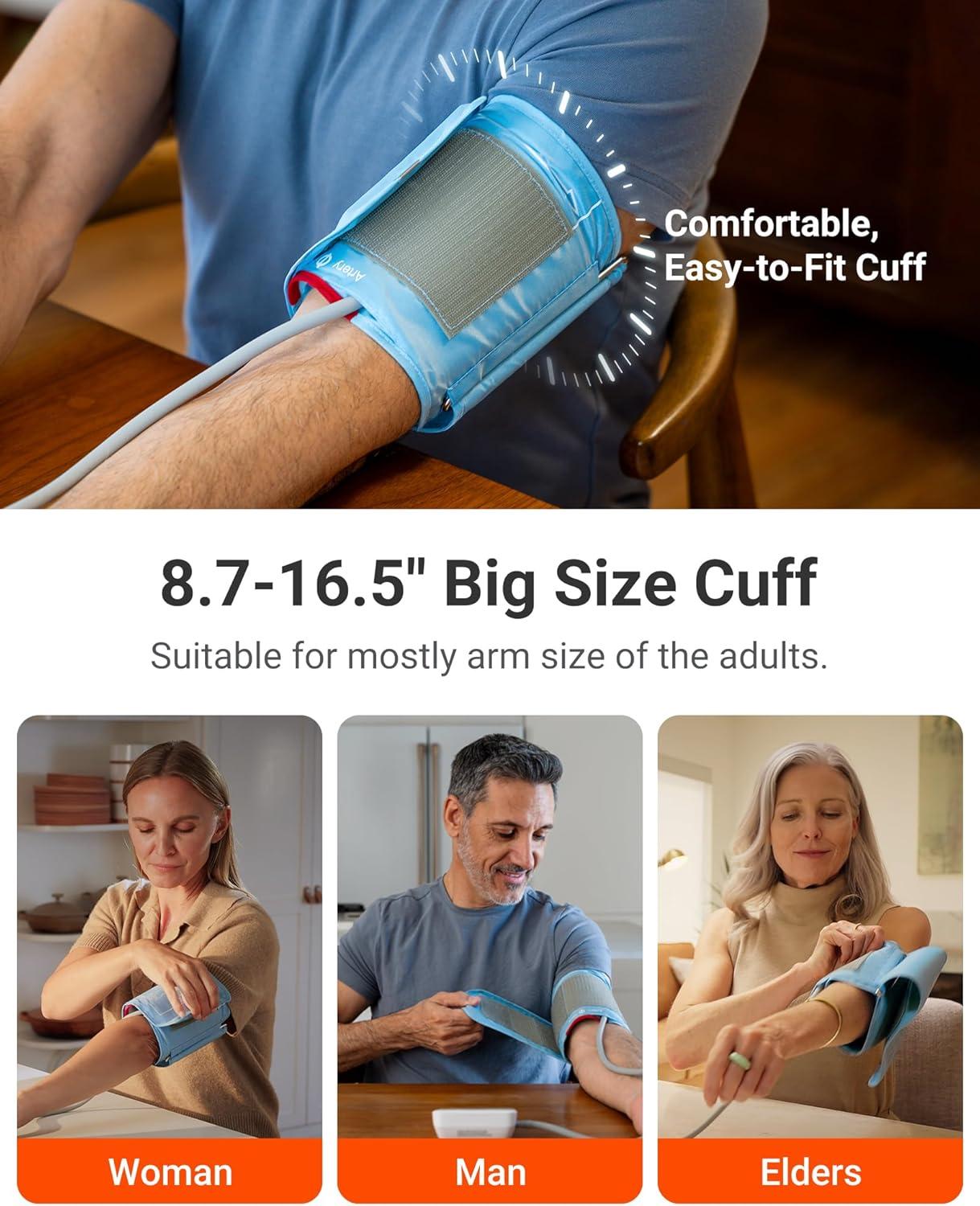imageiHealth Accu Luminate Arm Blood Pressure Monitor  45quot Large TriColor WHOBased LCD Clinically Validated Accuracy Irregular Heartbeat Alert Bluetooth Cloud Sync Adjustable Large 86quot17quot CuffWhite