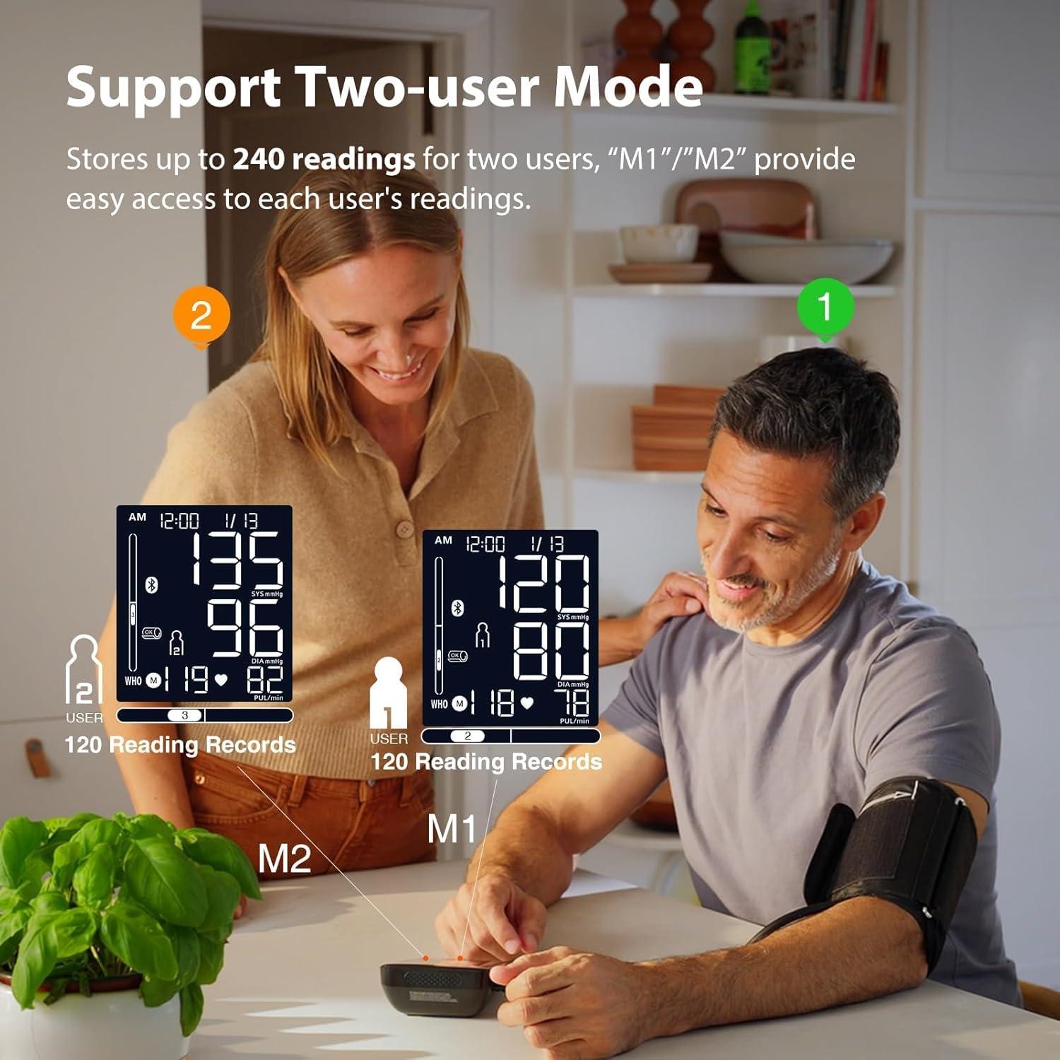 imageiHealth Accu Luminate Arm Blood Pressure Monitor  45quot Large TriColor WHOBased LCD Clinically Validated Accuracy Irregular Heartbeat Alert Bluetooth Cloud Sync Adjustable Large 86quot17quot CuffBlack
