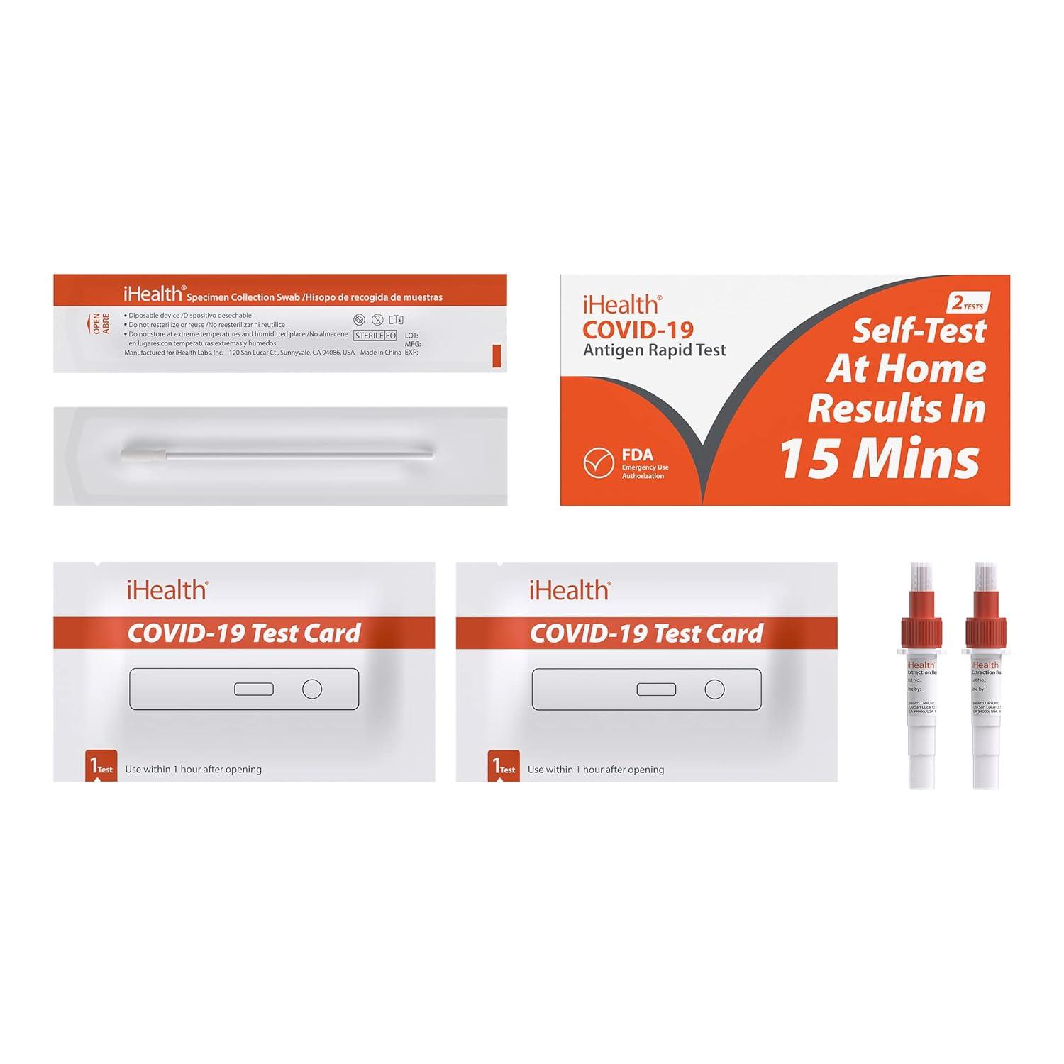 imageiHealth COVID19 Antigen Rapid Test 1 Pack 2 Tests Total FDA EUA Authorized OTC atHome Self Test Results in 15 Minutes with Noninvasive Nasal Swab Easy to Use ampamp No Discomfort