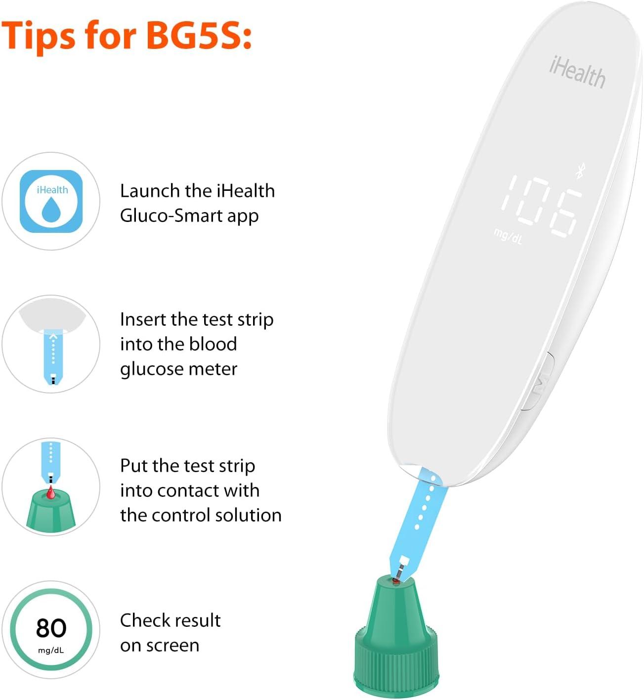 imageiHealth Control Solution for Blood Glucose Testing  Compatible with BG5S100 Gluco ampamp Acacia Glucose Meters 4mL Vial for Accurate Results