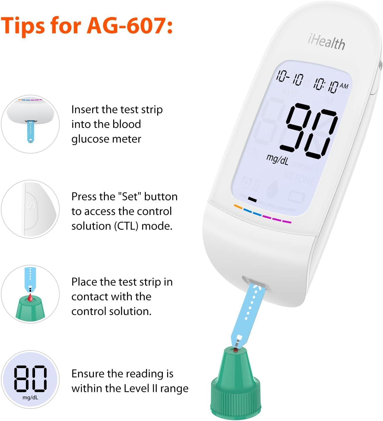imageiHealth Control Solution for Blood Glucose Testing  Compatible with BG5S100 Gluco ampamp Acacia Glucose Meters 4mL Vial for Accurate Results