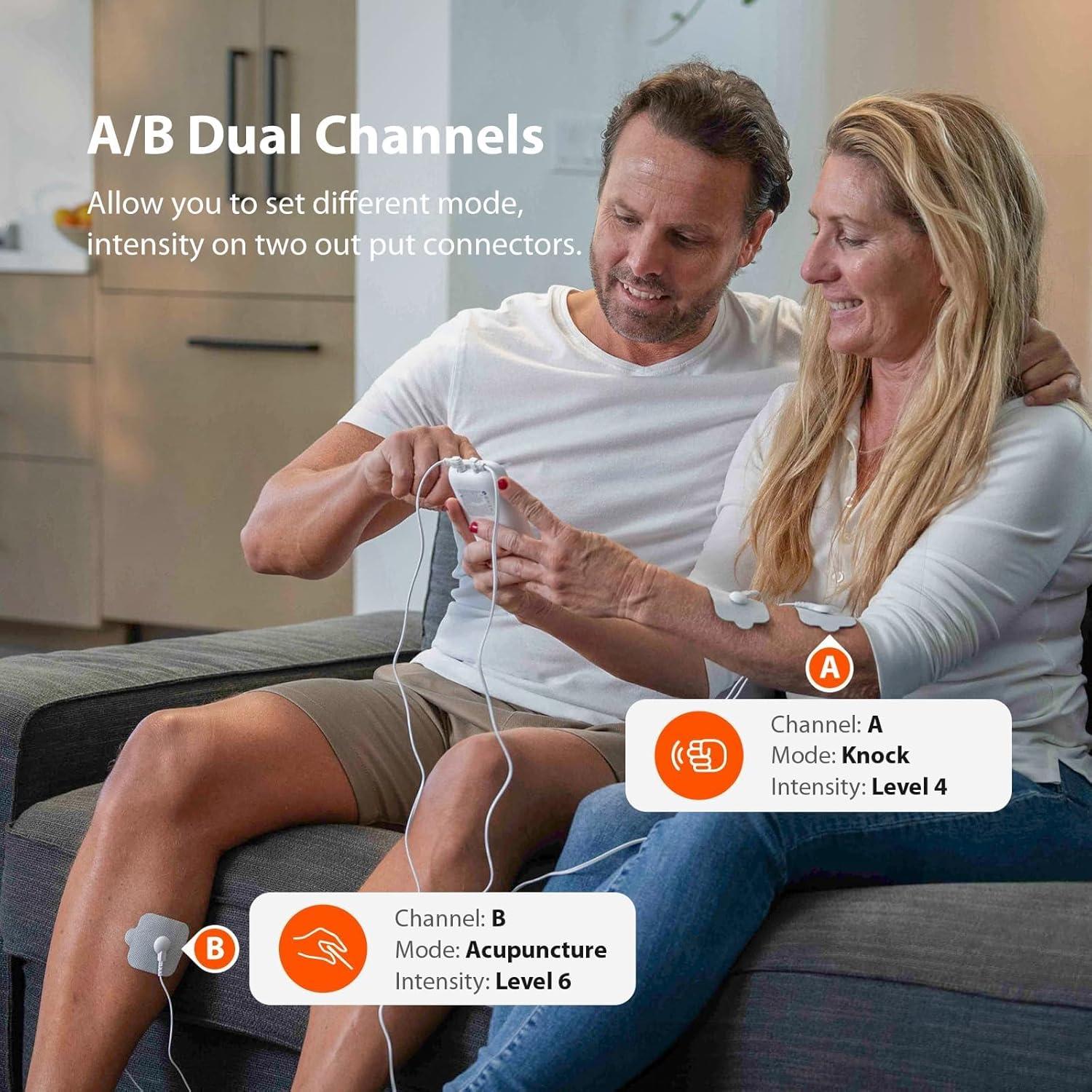imageiHealth DualChannel TENS Unit Muscle Stimulator Customizable Pain Relief for Back Shoulder Neck Sciatica and More  24 Treatments 15 Intensities 90Hour Battery Life MultiSize Electrode Pads