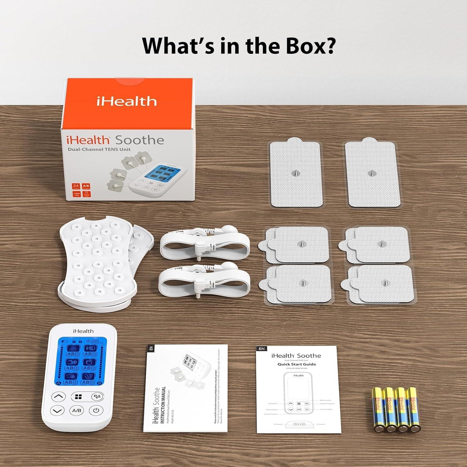 imageiHealth DualChannel TENS Unit Muscle Stimulator Customizable Pain Relief for Back Shoulder Neck Sciatica and More  24 Treatments 15 Intensities 90Hour Battery Life MultiSize Electrode Pads
