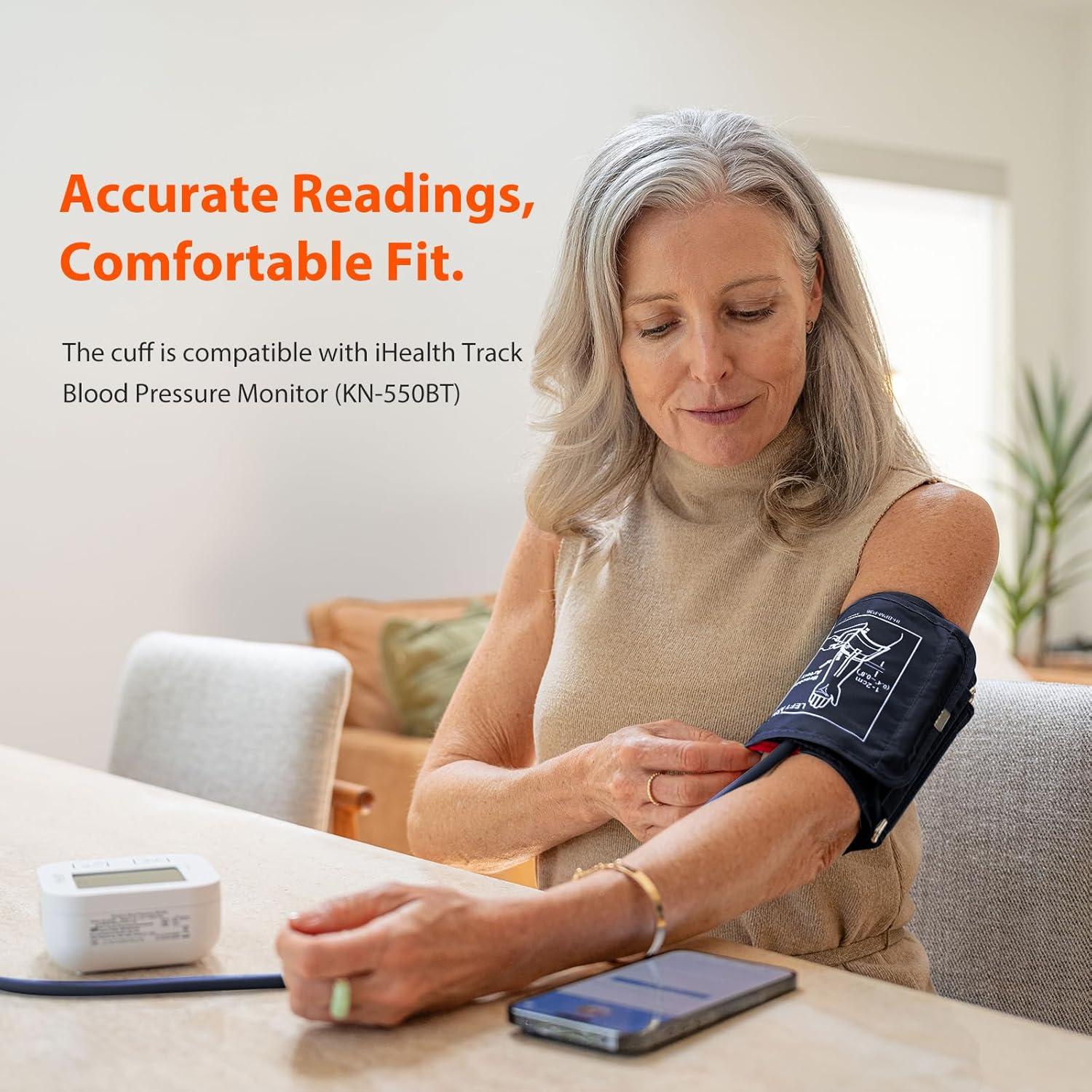 imageiHealth Extra Large Adult Replacement Blood Pressure Cuff for Big Arms 165quot189quot 4248cm Compatible for iHealth Track Smart Upper Arm Blood Pressure Monitor Cuff Only