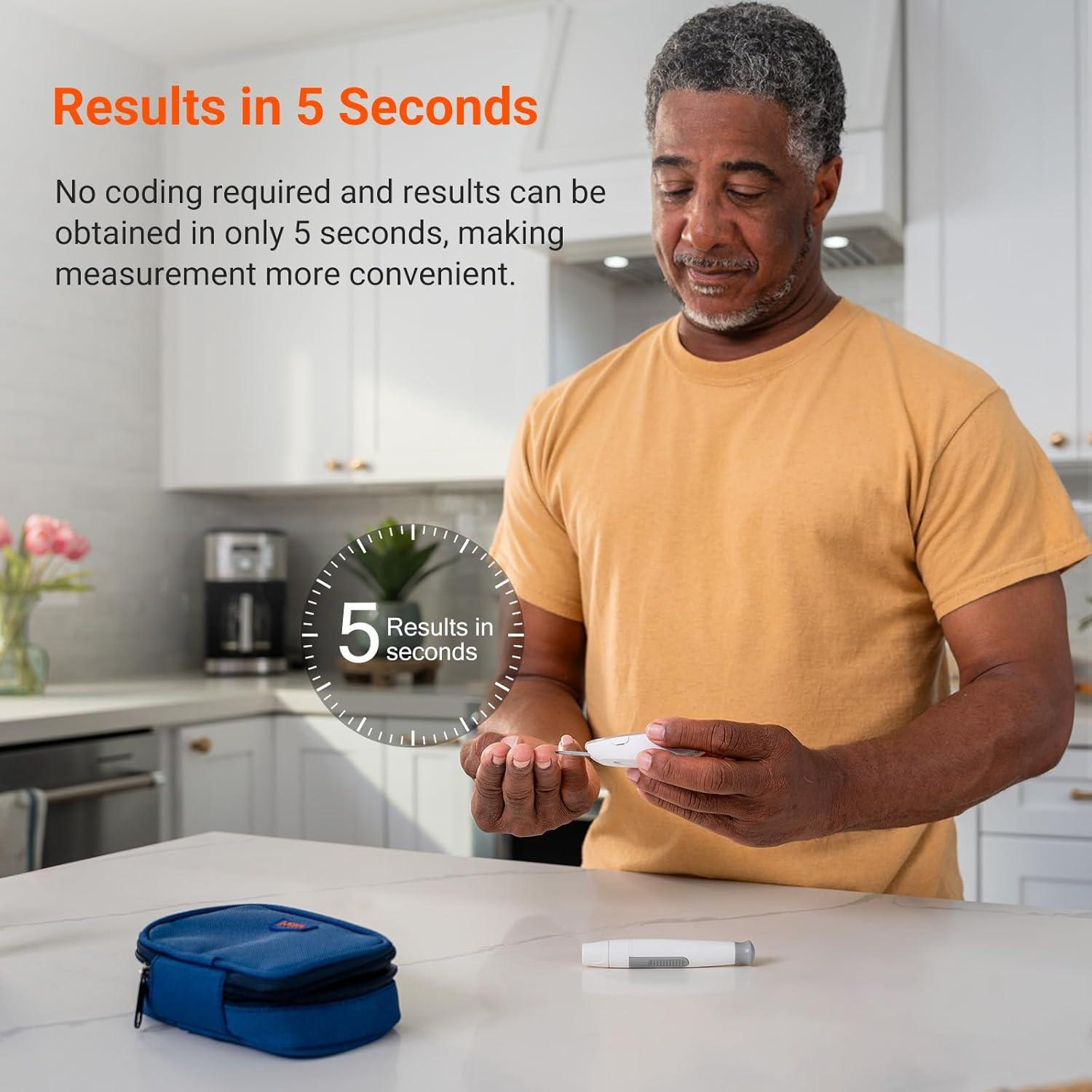 imageiHealth Gluco Wireless Smart Blood Glucose Monitor Kit with Free App 100 Glucometer Strips 100 Lancets 1 Blood Sugar Monitor 1 Lancing Device Portable Diabetes Testing Kit for Home UseBG5S100