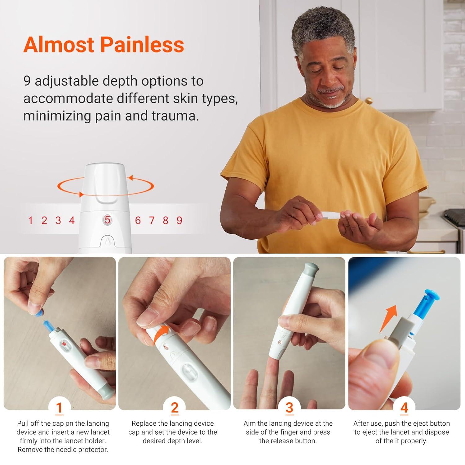 imageiHealth Gluco Wireless Smart Blood Glucose Monitor Kit with Free App 100 Glucometer Strips 100 Lancets 1 Blood Sugar Monitor 1 Lancing Device Portable Diabetes Testing Kit for Home UseBG5S100