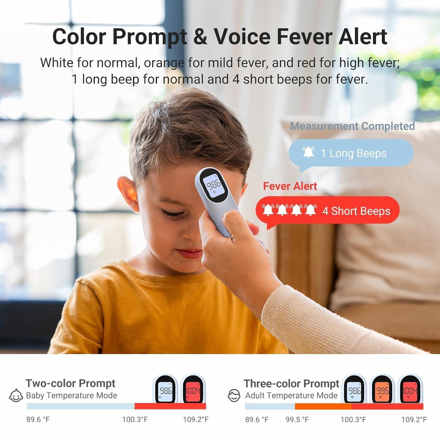 imageiHealth Infrared Digital Thermometer for Adults and Kids Baby Thermometer with 3in1 Mode ampamp 3Color Prompt Fever Alarm ampamp Silent Mode Forehead ampamp Object Detection 40 Memory Storages PT9L BlueBlue