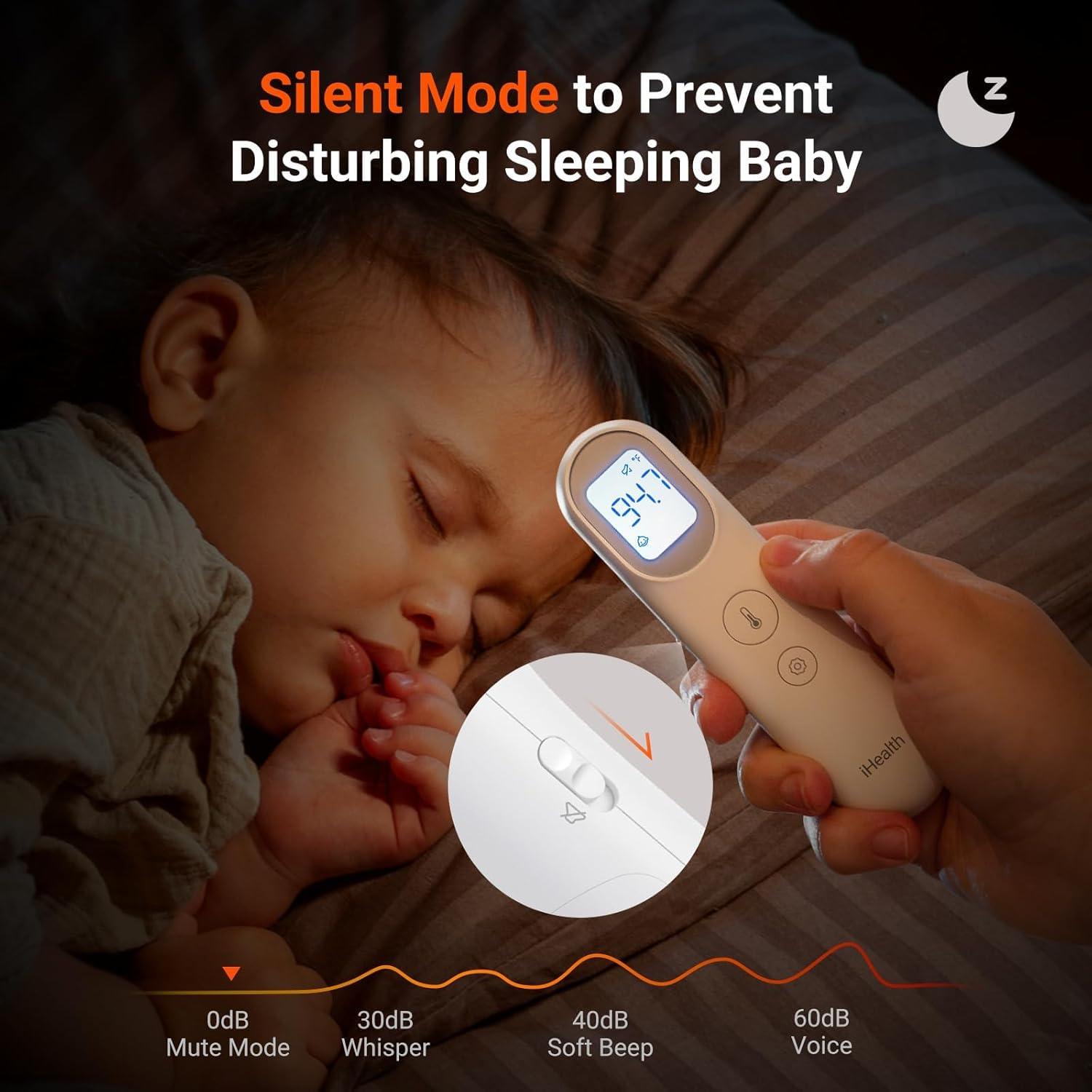 imageiHealth Infrared Digital Thermometer for Adults and Kids Baby Thermometer with 3in1 Mode ampamp 3Color Prompt Fever Alarm ampamp Silent Mode Forehead ampamp Object Detection 40 Memory Storages PT9L BlueWhite