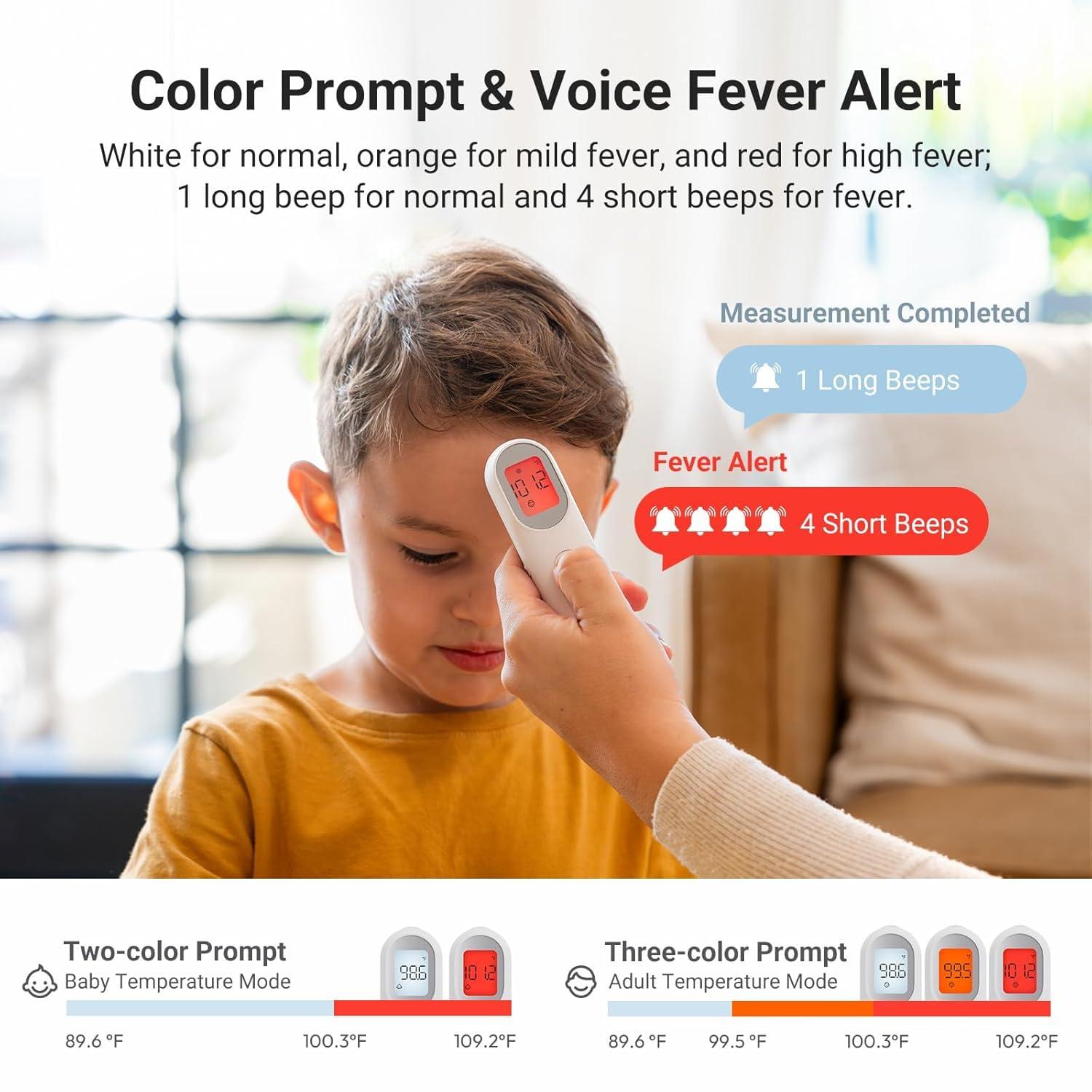 imageiHealth Infrared Digital Thermometer for Adults and Kids Baby Thermometer with 3in1 Mode ampamp 3Color Prompt Fever Alarm ampamp Silent Mode Forehead ampamp Object Detection 40 Memory Storages PT9L BlueWhite
