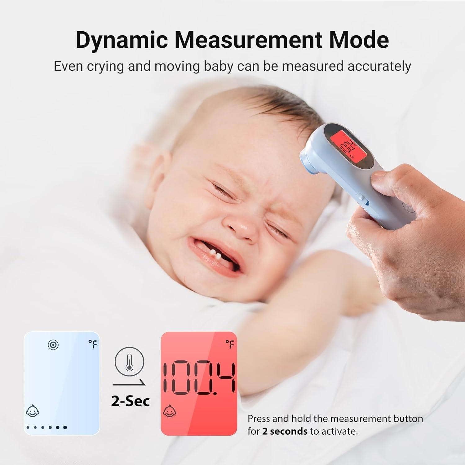 imageiHealth Infrared Digital Thermometer for Adults and Kids Baby Thermometer with 3in1 Mode ampamp 3Color Prompt Fever Alarm ampamp Silent Mode Forehead ampamp Object Detection 40 Memory Storages PT9L BlueBlue