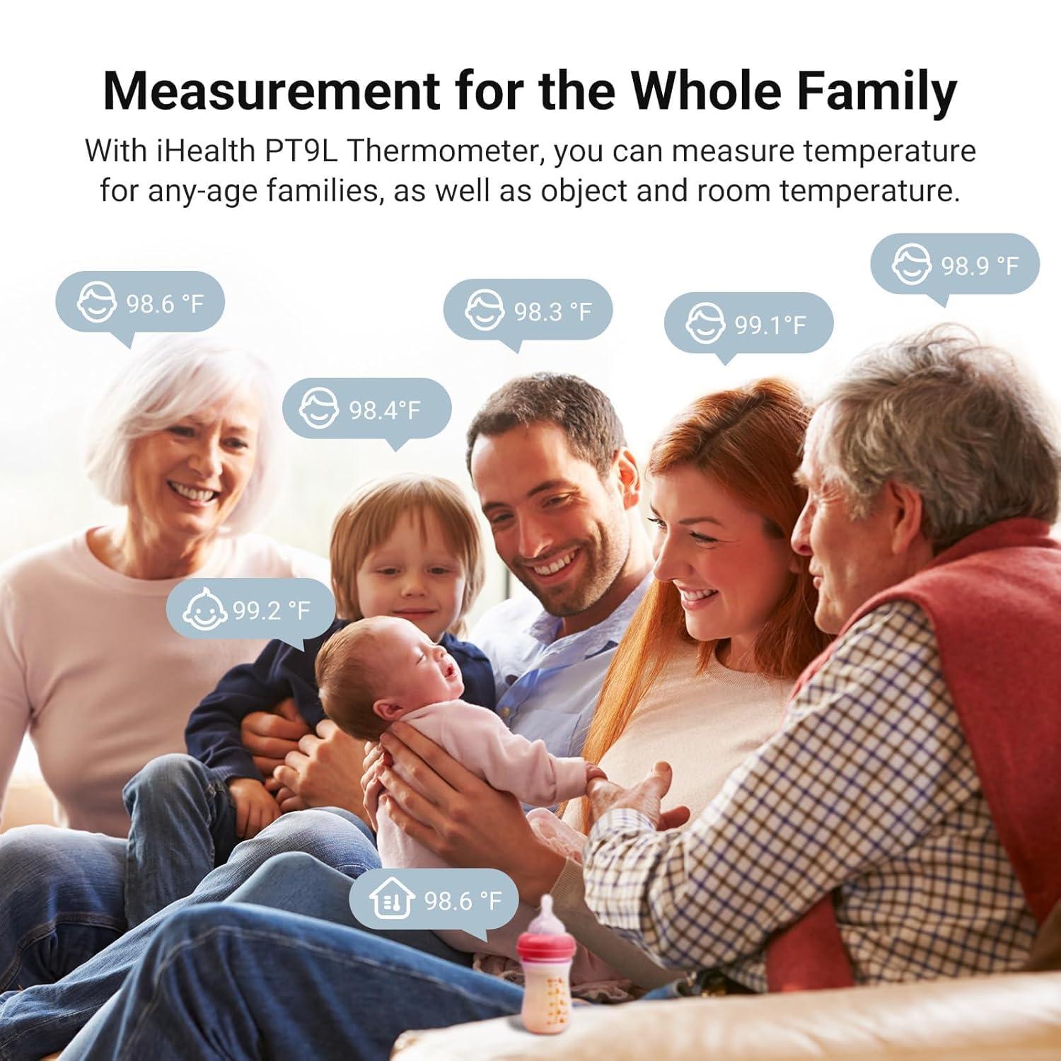 imageiHealth Infrared Digital Thermometer for Adults and Kids Baby Thermometer with 3in1 Mode ampamp 3Color Prompt Fever Alarm ampamp Silent Mode Forehead ampamp Object Detection 40 Memory Storages PT9L BlueBlue