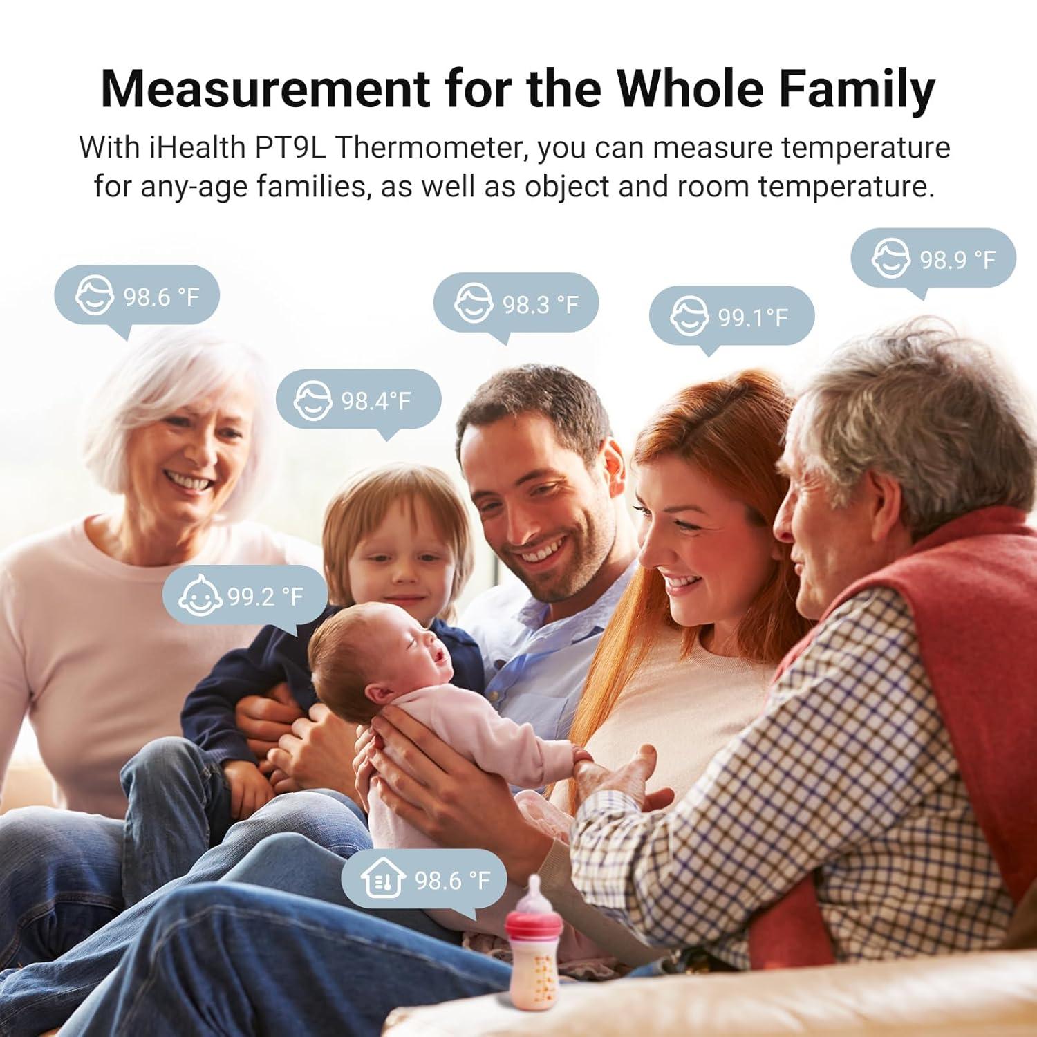 imageiHealth Infrared Digital Thermometer for Adults and Kids Baby Thermometer with 3in1 Mode ampamp 3Color Prompt Fever Alarm ampamp Silent Mode Forehead ampamp Object Detection 40 Memory Storages PT9L BlueWhite