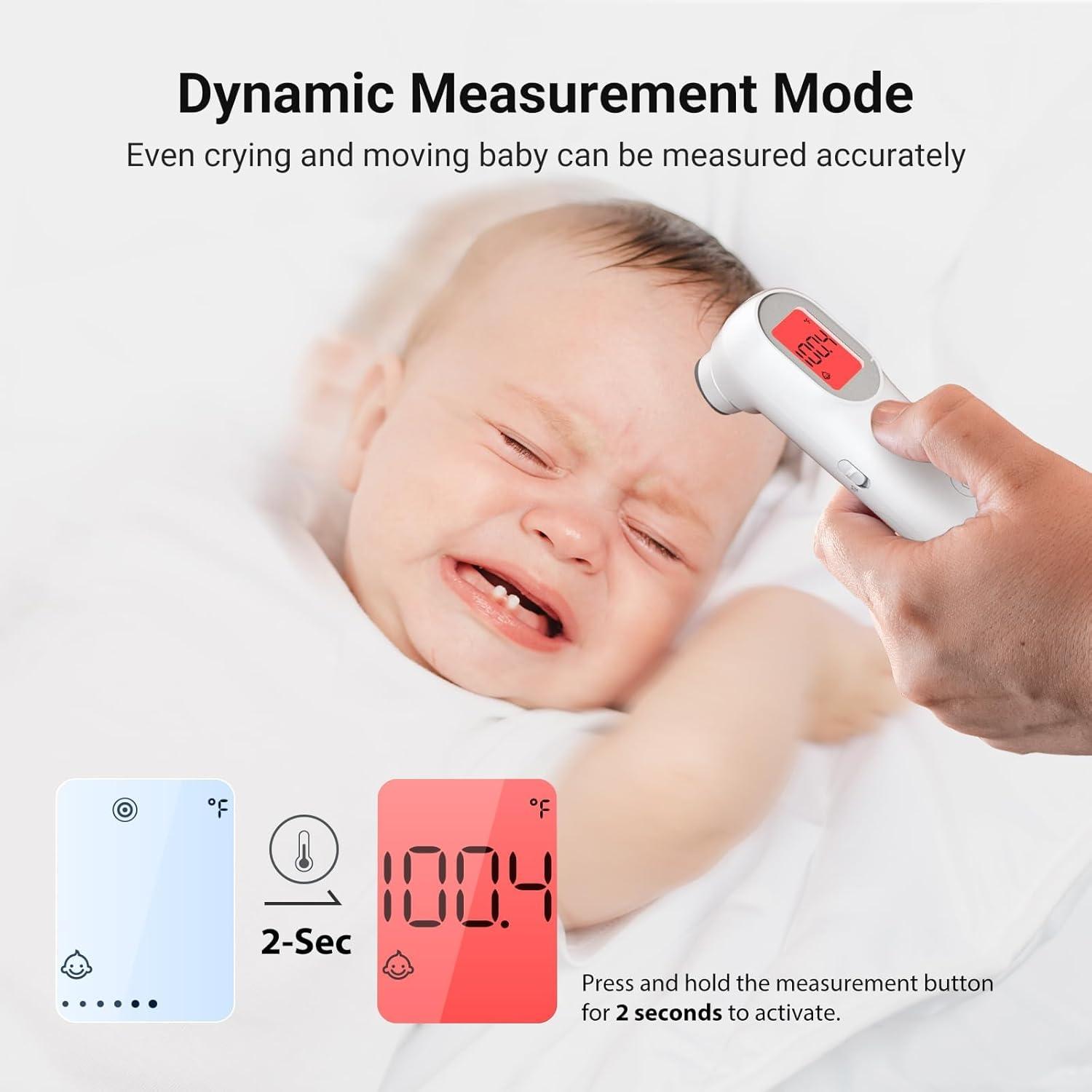 imageiHealth Infrared Digital Thermometer for Adults and Kids Baby Thermometer with 3in1 Mode ampamp 3Color Prompt Fever Alarm ampamp Silent Mode Forehead ampamp Object Detection 40 Memory Storages PT9L BlueWhite
