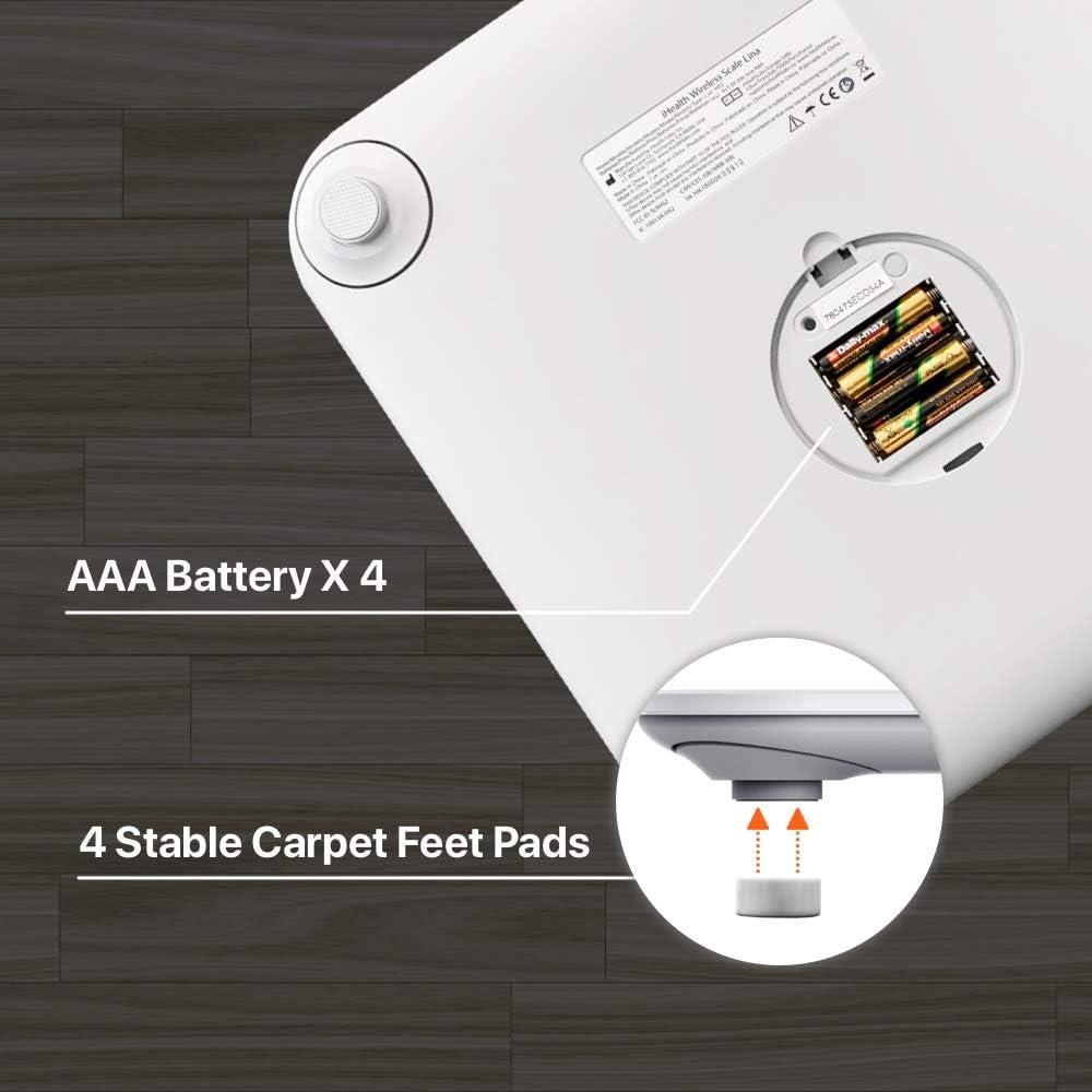 imageiHealth Lina Smart Digital Body Weight ScaleBathroom Scale With Stepon Technology 400 Lb High Accuracy 01 Lb BMI Smart Scale White LbKg