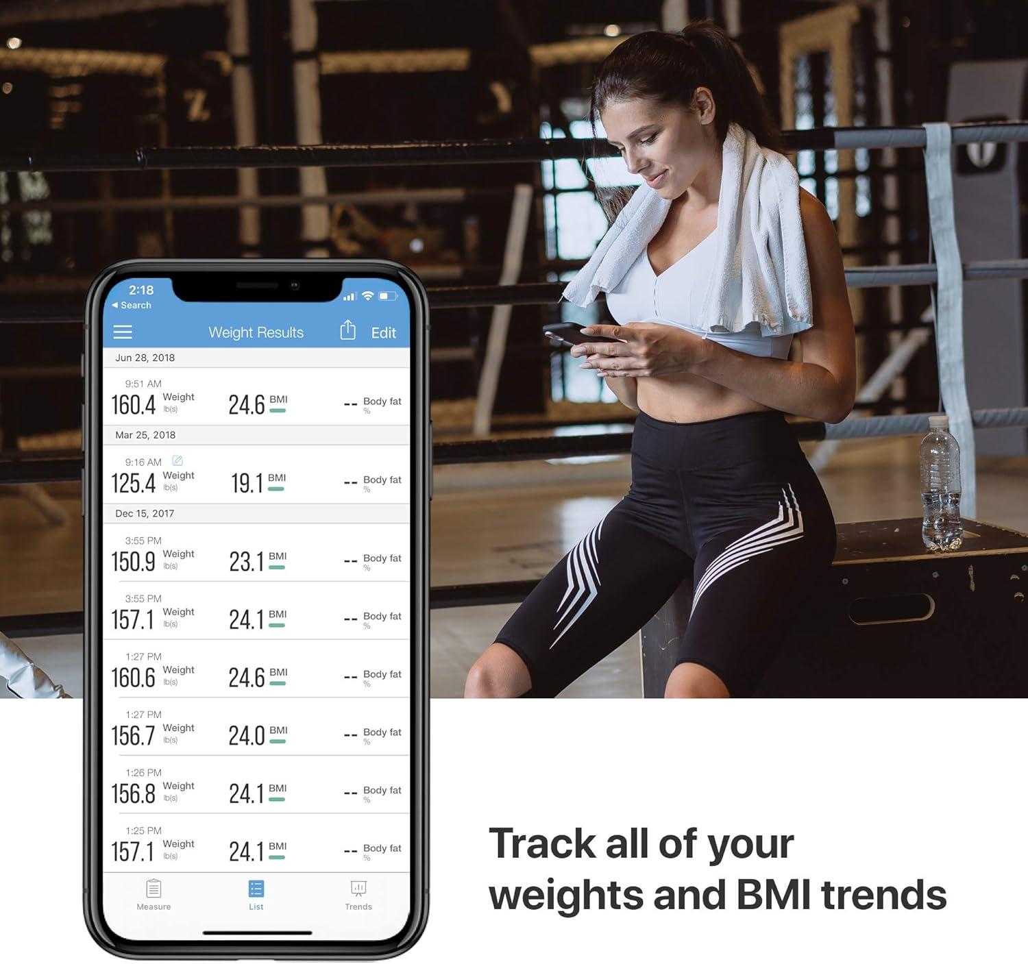 imageiHealth Lina Smart Digital Body Weight ScaleBathroom Scale With Stepon Technology 400 Lb High Accuracy 01 Lb BMI Smart Scale White LbKg