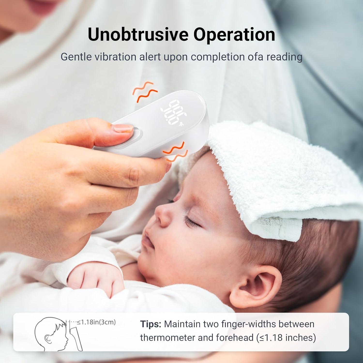 imageiHealth NoTouch Forehead Thermometer for Adults Kids Babies  1s Fast Accurate 3 UltraSensitive Sensors Quiet Vibration Feedback Digital Large LED Digits Easy to Use for Home ampamp Nurses PT3