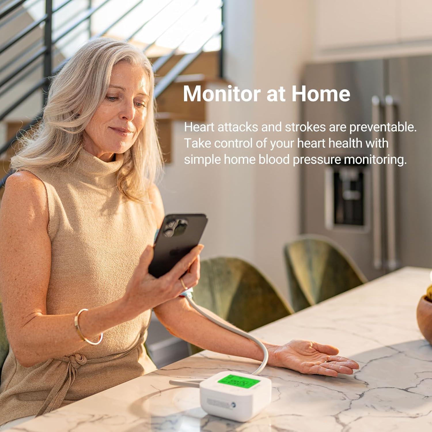 imageiHealth Track Smart Upper Arm Blood Pressure Monitor with Wide Range Cuff That fits Standard to Large Adult Arms Bluetooth Compatible for iOS ampamp Android Devices
