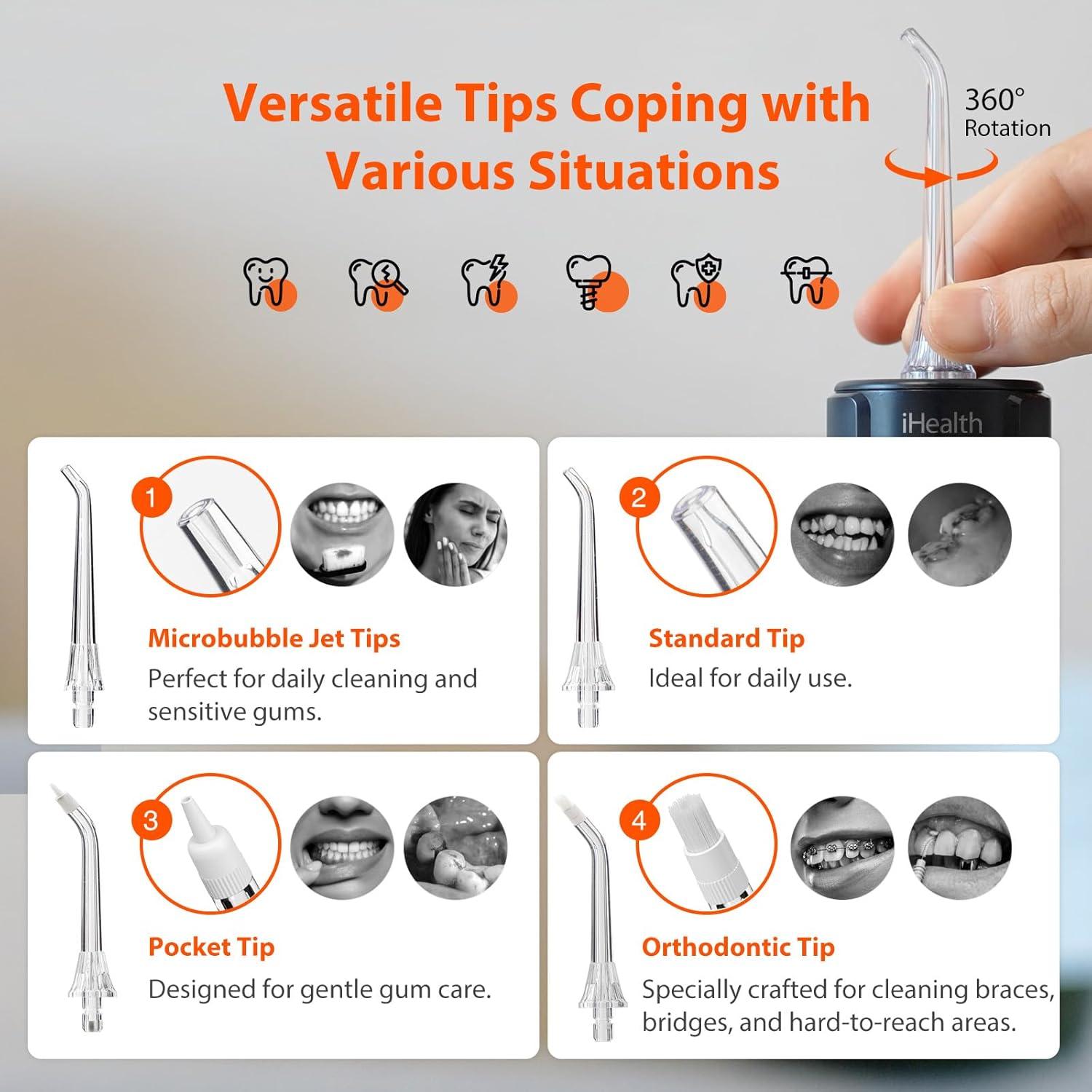 imageiHealth VESA Gentle Smart Water Flosser for Sensitive Teeth ampamp Gums Microbubble Deep Clean Technology Smart Pressure Stabilization IPX7 Waterproof with TravelFriendly Design
