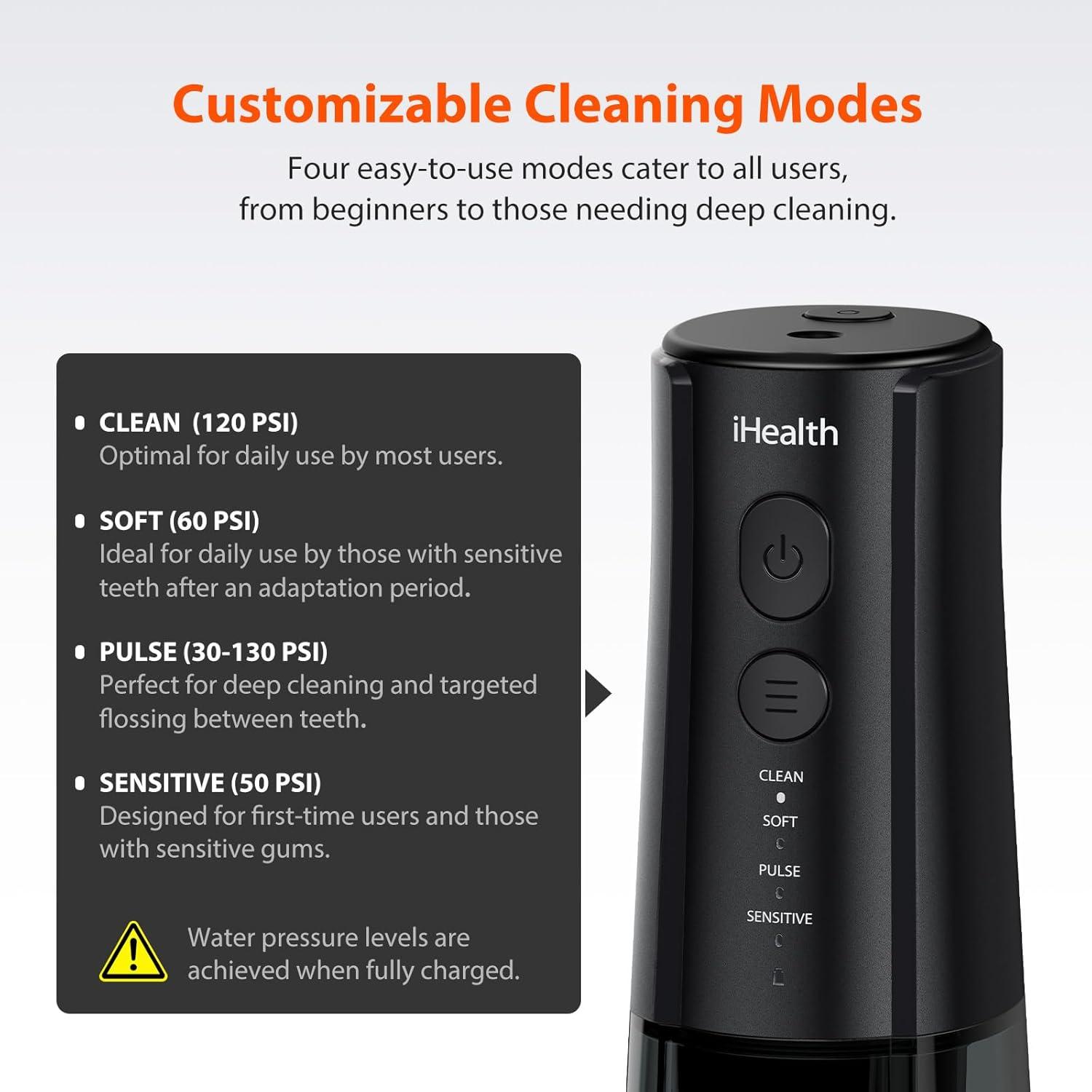 imageiHealth VESA Gentle Smart Water Flosser for Sensitive Teeth ampamp Gums Microbubble Deep Clean Technology Smart Pressure Stabilization IPX7 Waterproof with TravelFriendly Design