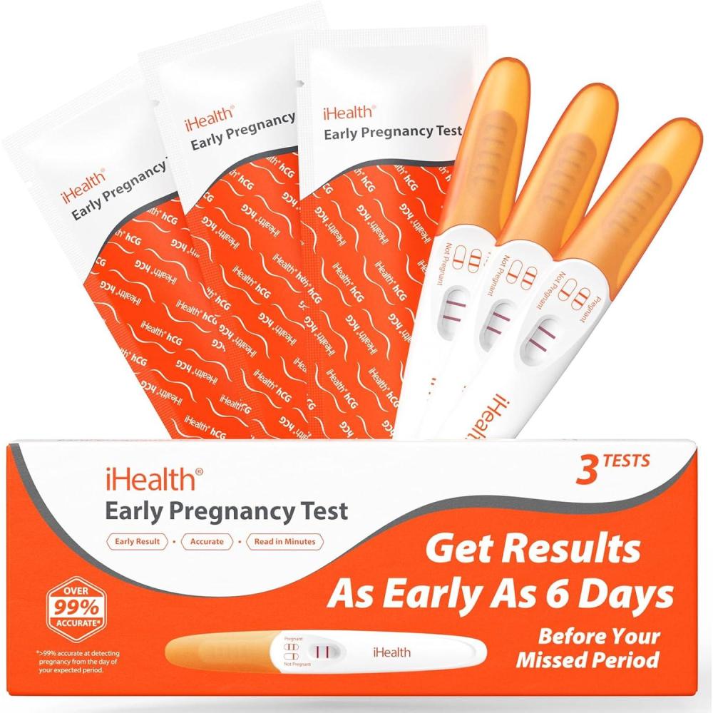 imagePregnancy Test Strips Kit with Cup iHealth Early Detection HighSensitivity HCG Tests Detect 6 Days Sooner Over 99 Accurate Individually Wrapped Includes 3 Sticks  10 Strips Pruebas de Embarazo3 Pack