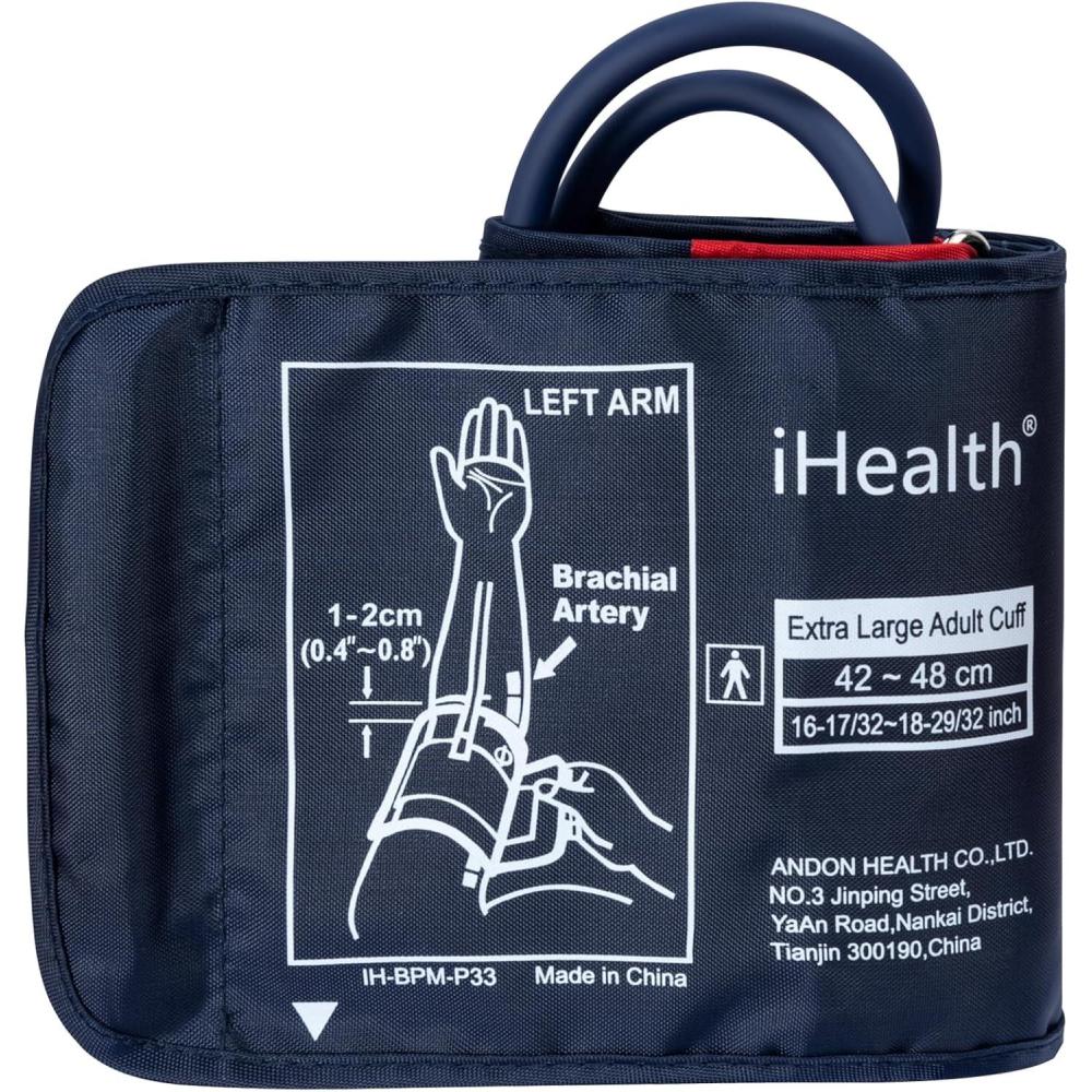 imageiHealth Extra Large Adult Replacement Blood Pressure Cuff for Big Arms 165quot189quot 4248cm Compatible for iHealth Track Smart Upper Arm Blood Pressure Monitor Cuff Only