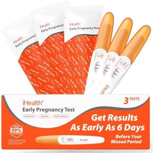 imagePregnancy Test Strips Kit with Cup iHealth Early Detection HighSensitivity HCG Tests Detect 6 Days Sooner Over 99 Accurate Individually Wrapped Includes 3 Sticks  10 Strips Pruebas de Embarazo3 Pack