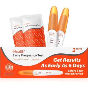 imagePregnancy Test Strips Kit with Cup iHealth Early Detection HighSensitivity HCG Tests Detect 6 Days Sooner Over 99 Accurate Individually Wrapped Includes 3 Sticks  10 Strips Pruebas de Embarazo1 Count Pack of 2