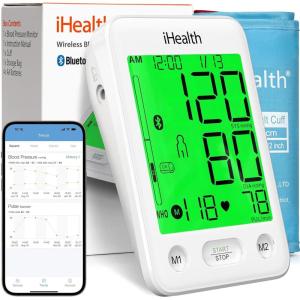 imageiHealth Accu Luminate Arm Blood Pressure Monitor  45quot Large TriColor WHOBased LCD Clinically Validated Accuracy Irregular Heartbeat Alert Bluetooth Cloud Sync Adjustable Large 86quot17quot CuffWhite