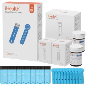 imageiHealth Blood Glucose Test Strips 50 Count No Coding Blood Sugar Test Eligible for FSA Reimbursement Precision Sugar Measurement for Diabetics Strips Work Only in iHealth Glucose Meters100 Refills
