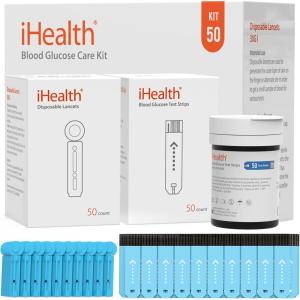 imageiHealth Blood Glucose Test Strips 50 Count No Coding Blood Sugar Test Eligible for FSA Reimbursement Precision Sugar Measurement for Diabetics Strips Work Only in iHealth Glucose Meters50 Refills