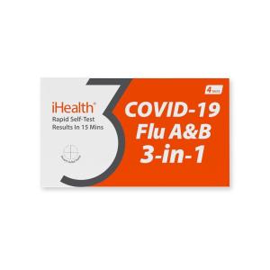 imageiHealth COVID19 Flu AampampB 3in1 Antigen Rapid Test Results in 15 Minutes FDA Authorized OTC Flu ampamp COVID Home Test with Noninvasive Nasal Swab Easy to Use ampamp No Discomfort 1 Pack 4 Tests Total