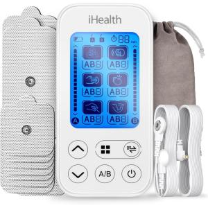 imageiHealth DualChannel TENS Unit Muscle Stimulator Customizable Pain Relief for Back Shoulder Neck Sciatica and More  24 Treatments 15 Intensities 90Hour Battery Life MultiSize Electrode Pads
