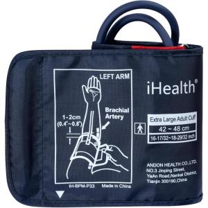 imageiHealth Extra Large Adult Replacement Blood Pressure Cuff for Big Arms 165quot189quot 4248cm Compatible for iHealth Track Smart Upper Arm Blood Pressure Monitor Cuff Only