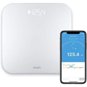 imageiHealth Lina Smart Digital Body Weight ScaleBathroom Scale With Stepon Technology 400 Lb High Accuracy 01 Lb BMI Smart Scale White LbKg