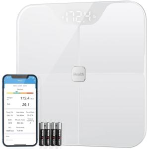 imageiHealth Nexus Smart Scale for Body Weight Bluetooth Digital Bathroom Scale Body Fat and Muscle Body Composition Monitor Health Analyzer for BMI Compatible for iOS ampamp Android Accurate to 01lbWhiteWhite