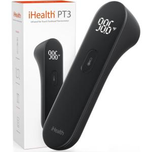 imageiHealth NoTouch Digital Forehead Thermometer for Adults Babies Kids 3 UltraSensitive Sensors Quiet Vibration Feedback Large LED Digits Easy to Use for Home PT3 Black