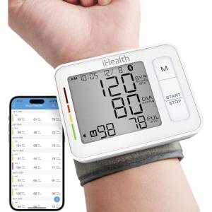 imageiHealth Push Wrist Blood Pressure Monitor Digital Bluetooth Blood Pressure Machine with Large Display and Portable Carrying Case for at Home and Travel Use