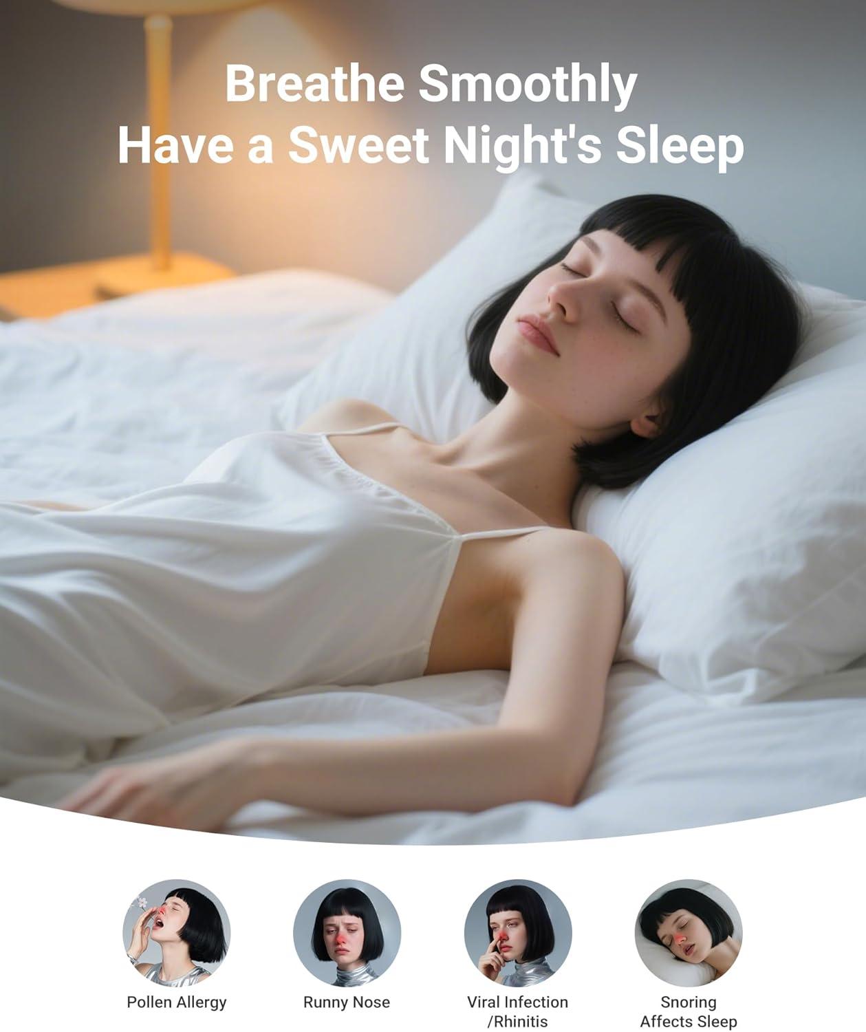 imageiHealth Electric Nasal Irrigation System for Adults ampamp Kids  Gentle Sinus Rinse for Rhinitis ampamp Sinusitis Relief 400ml EasyClean Large Tank Water Temperature Measurement 30 Premixed Saline Packets30 PCS