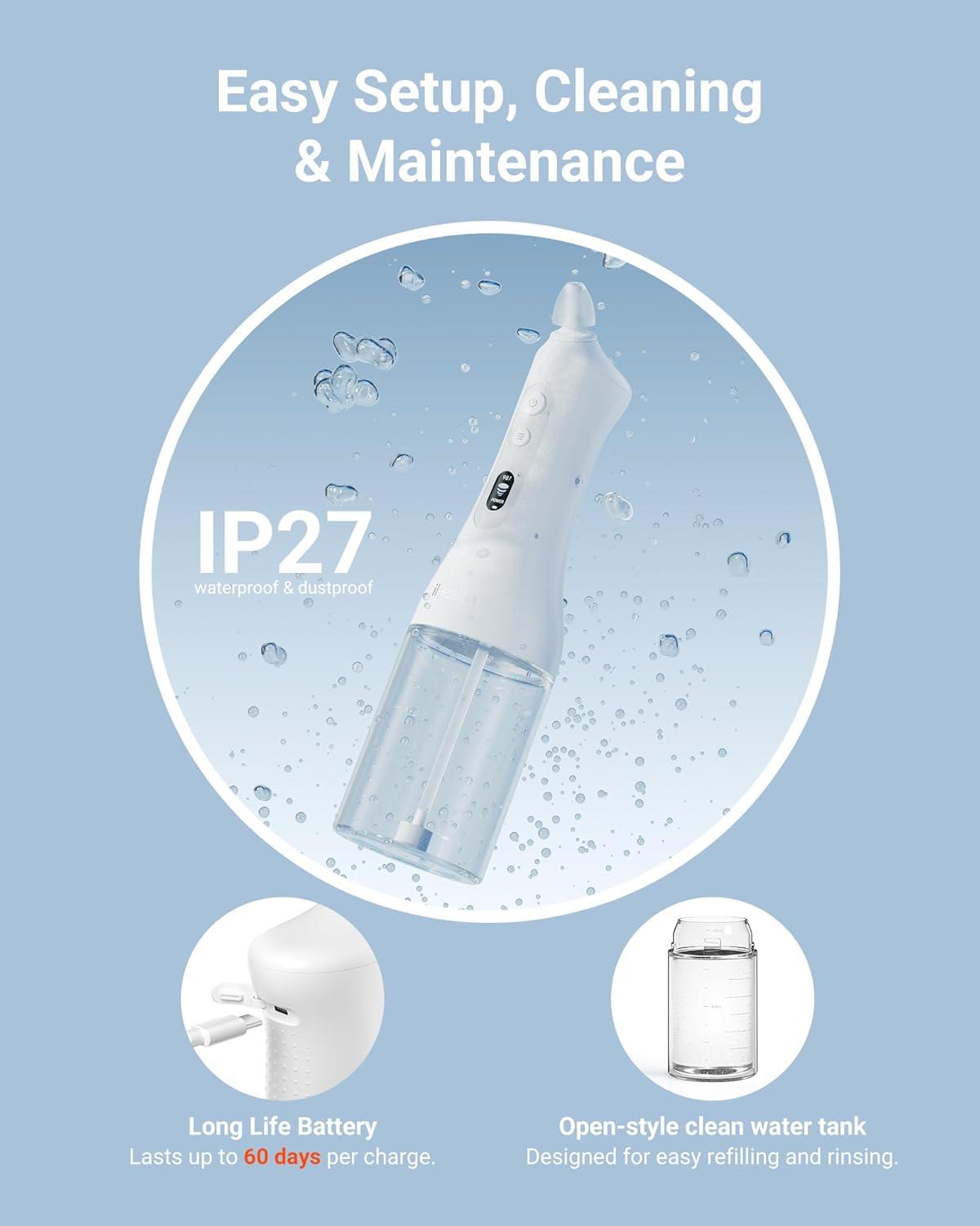 imageiHealth Electric Nasal Irrigation System for Adults ampamp Kids  Gentle Sinus Rinse for Rhinitis ampamp Sinusitis Relief 400ml EasyClean Large Tank Water Temperature Measurement 30 Premixed Saline Packets30 PCS