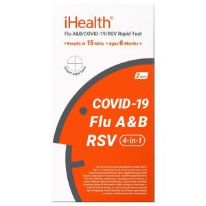 imageiHealth Flu AB COVID19 amp RSV 4in1 Antigen Rapid Test Results in 15 Minutes FDA Authorized OTC Home Test NonInvasive Nasal Swab Easy to Use amp No Discomfort 1 Pack 2 Tests Total