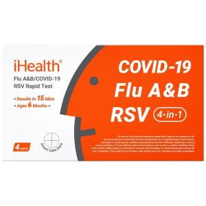 imageiHealth Flu AB COVID19 amp RSV 4in1 Antigen Rapid Test Results in 15 Minutes FDA Authorized OTC Home Test NonInvasive Nasal Swab Easy to Use amp No Discomfort 1 Pack 4 Tests Total