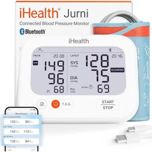imageiHealth Jurni Smart Blood Pressure Monitor for Home Use Rechargeable amp HighContrast Dual Display Upper Arm Blood Pressure Cuff for 2 Users Clinically Validated AppEnabled for iOS amp Android